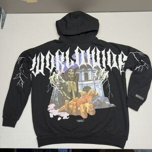 Boohoo Man Worldwide Oversized Graphic Hoodie Men's Medium Black Limited Edition